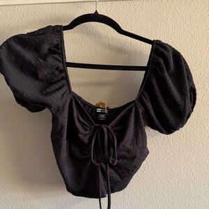 Billabong Black Puff Sleeve Blouse NWOT Small